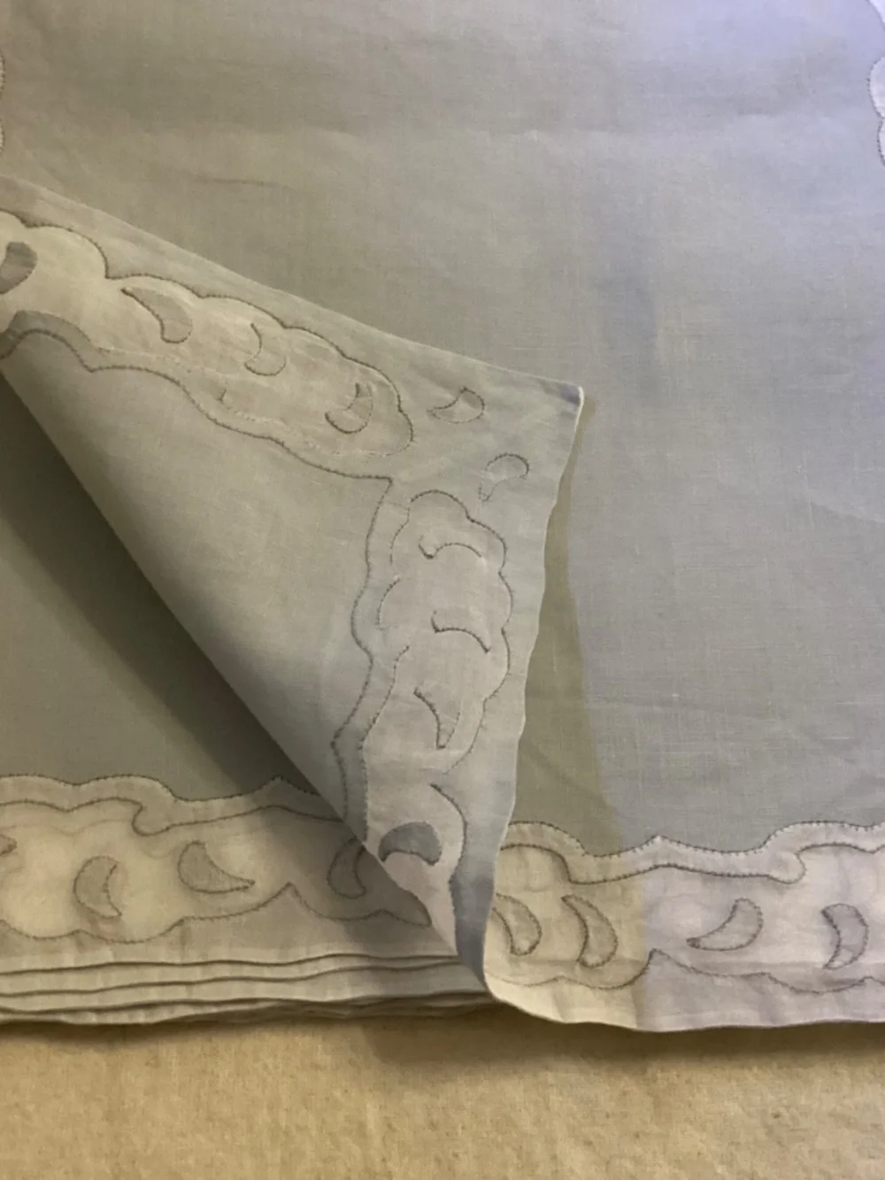Vintage Linen Placemats, Set of 16, Sky Blue